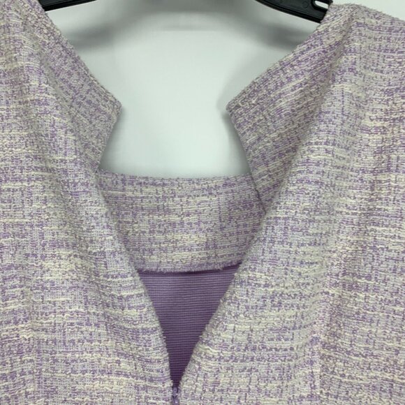 Calvin Klein Dress Purple Tweed Faux Wrap Button Short Sleeve NWT - Picture 11 of 14